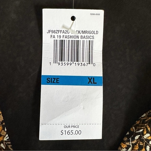 Michael Kors Faux Wrap Tier Ruffle Mini Dress XL NWT Floral Marigold Brown Boho - Picture 9 of 10